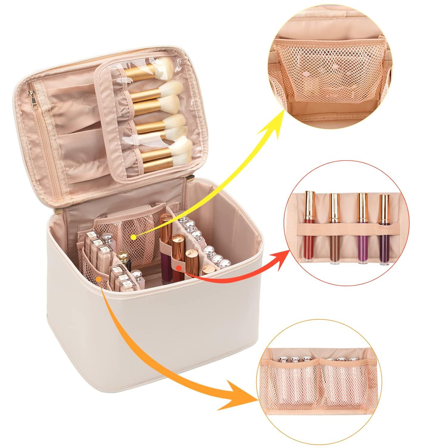 Trousse de Maquillage Portable, Grande Trousse de Toilette, Rangement de Haute Qualité