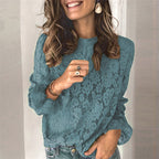 Chemise femme en dentelle évidée à manches longues et manches évasées, très prisée