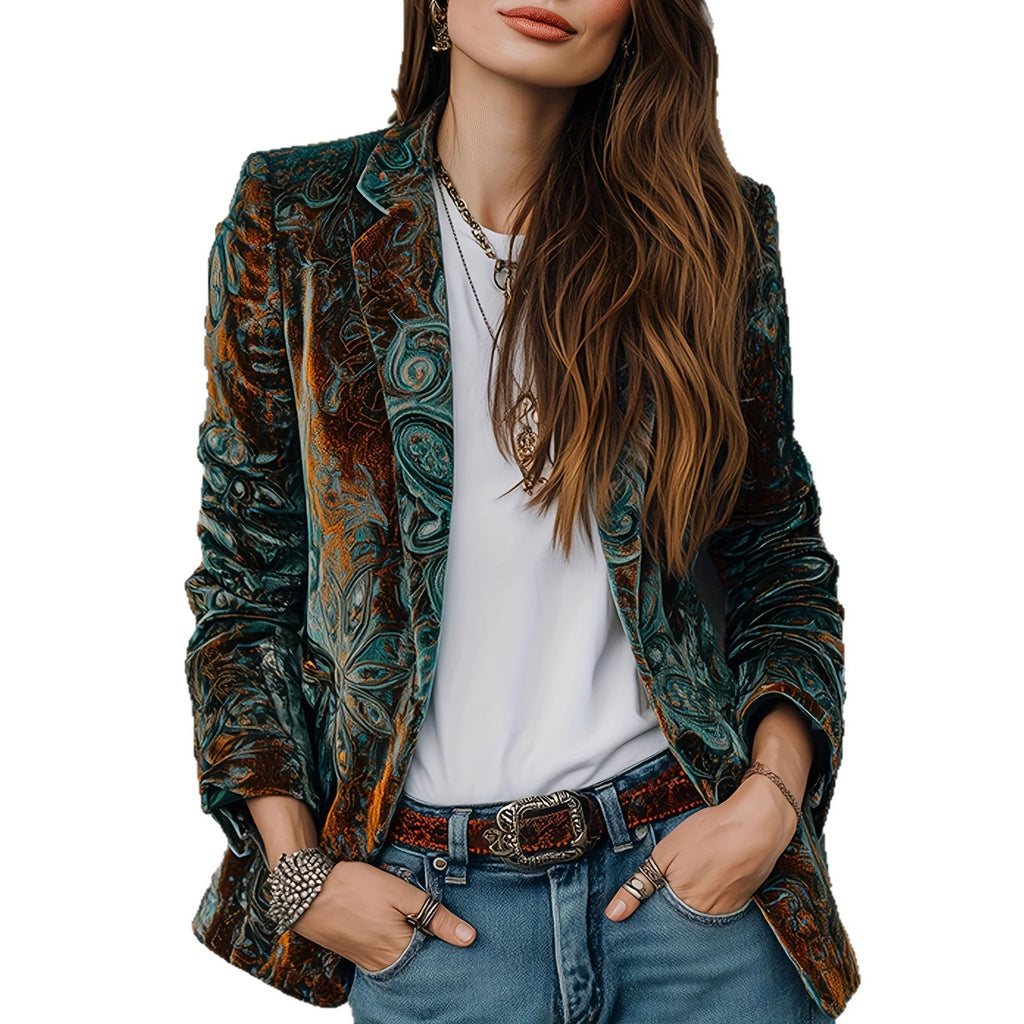 Blazer décontracté chic pour femme avec imprimé floral