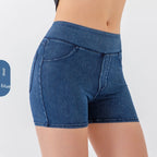 Short en jean taille haute de yoga pour femme