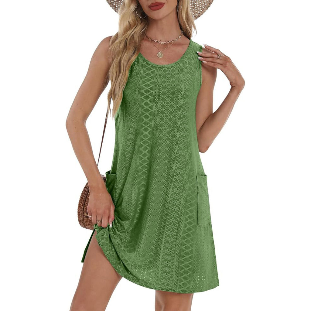 Robe sans manches à poches pour femme