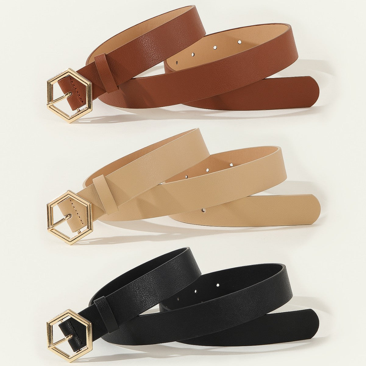 Ceinture décontractée polyvalente en forme d'étoile hexagonale pour femmes