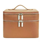 Nouveau sac de maquillage portable en PU double couche grande capacité