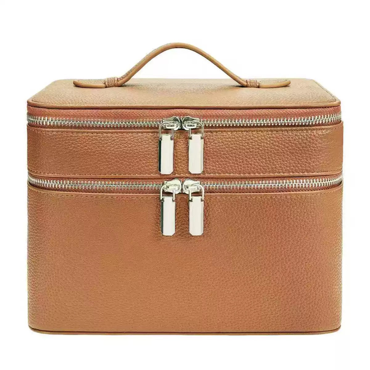 Nouveau sac de maquillage portable en PU double couche grande capacité