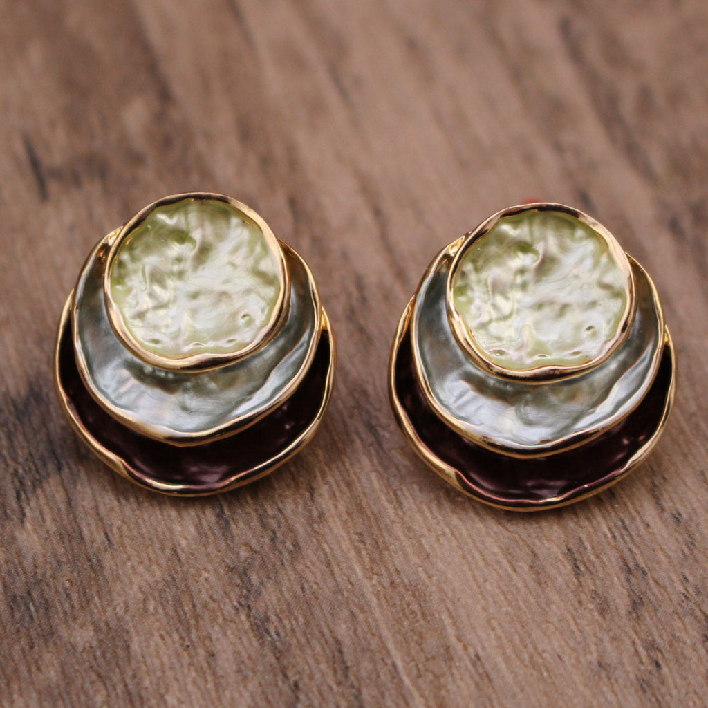 Boucles d'oreilles rondes peintes tricolores à la mode, élégantes et polyvalentes, boucles d'oreilles géométriques pour femmes