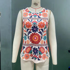 Gilet floral d'été sans manches pour femme