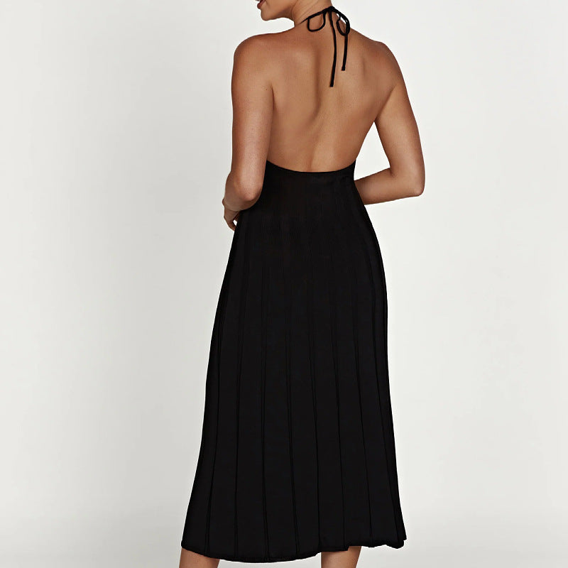 Robe plissée en tricot américain d'été pour femme