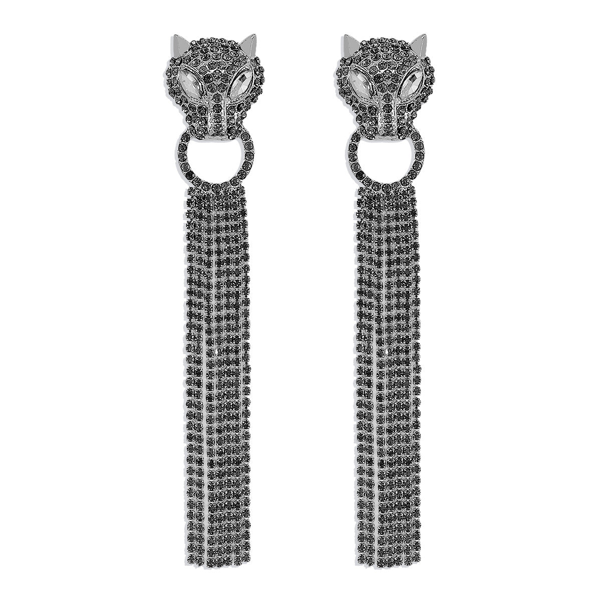 Boucles d'oreilles pendantes léopard personnalisées avec strass et pompons, bijoux tendance de luxe pour femmes