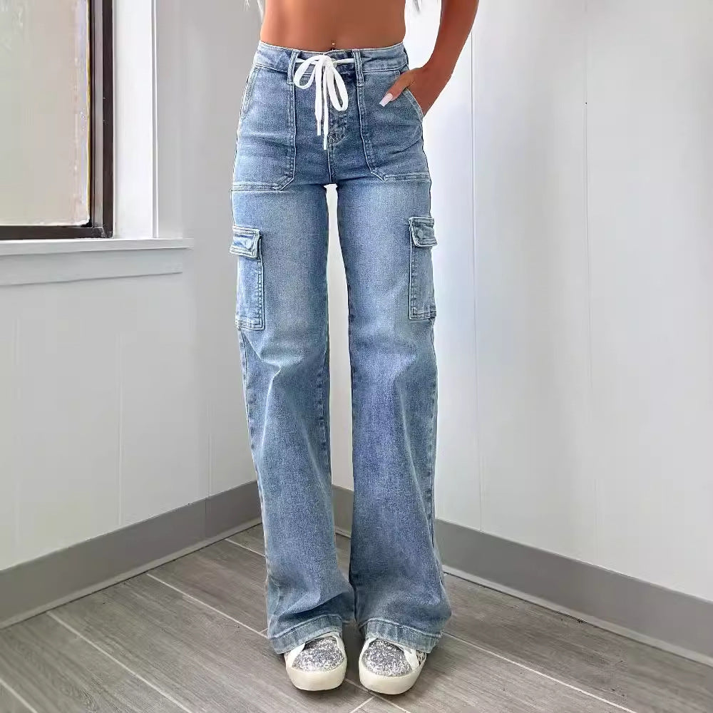 Nouveau style décontracté de jeans droits pour femmes