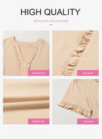Robes d'été pour femmes Col en V Manches courtes Décontracté Coupe évasée Fluide Robe trapèze Mini-robe