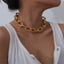 Collier ras de cou bohème, chaîne en maillons cubains dorés, bijoux tendance pour femmes et filles