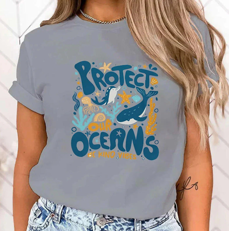 T-shirt Premium Chaud Protégez l'océan Imprimé