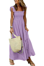 Robe plissée à volants imprimé écossais été, mode INS, sans manches, coupe trapèze, ample, pour la plage, vêtements pour femmes