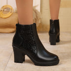 Womens Autumn High Heels In European And American Styles With Chunky Heels And Back Zippers