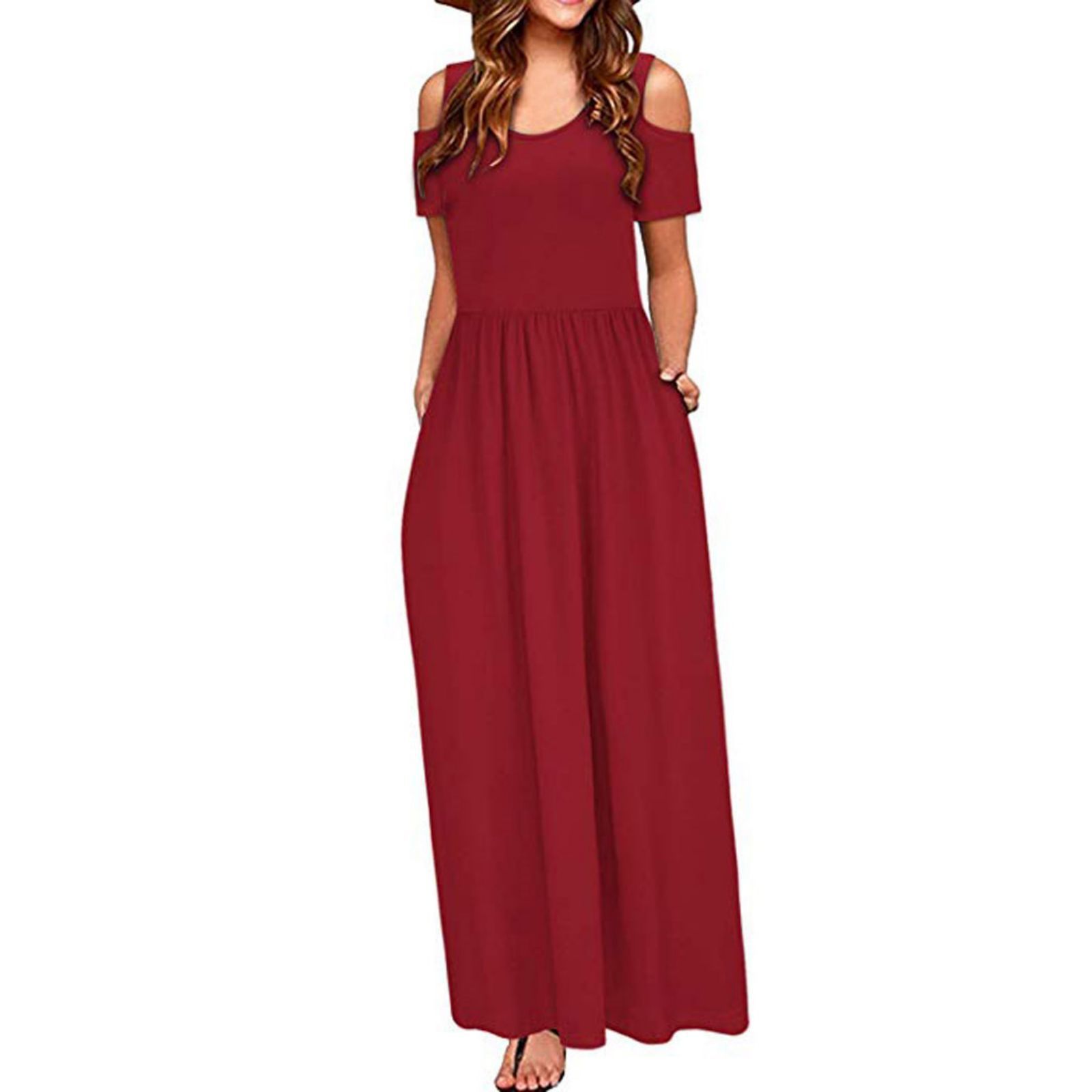 Robe longue à manches courtes imprimé fleurs multicolores