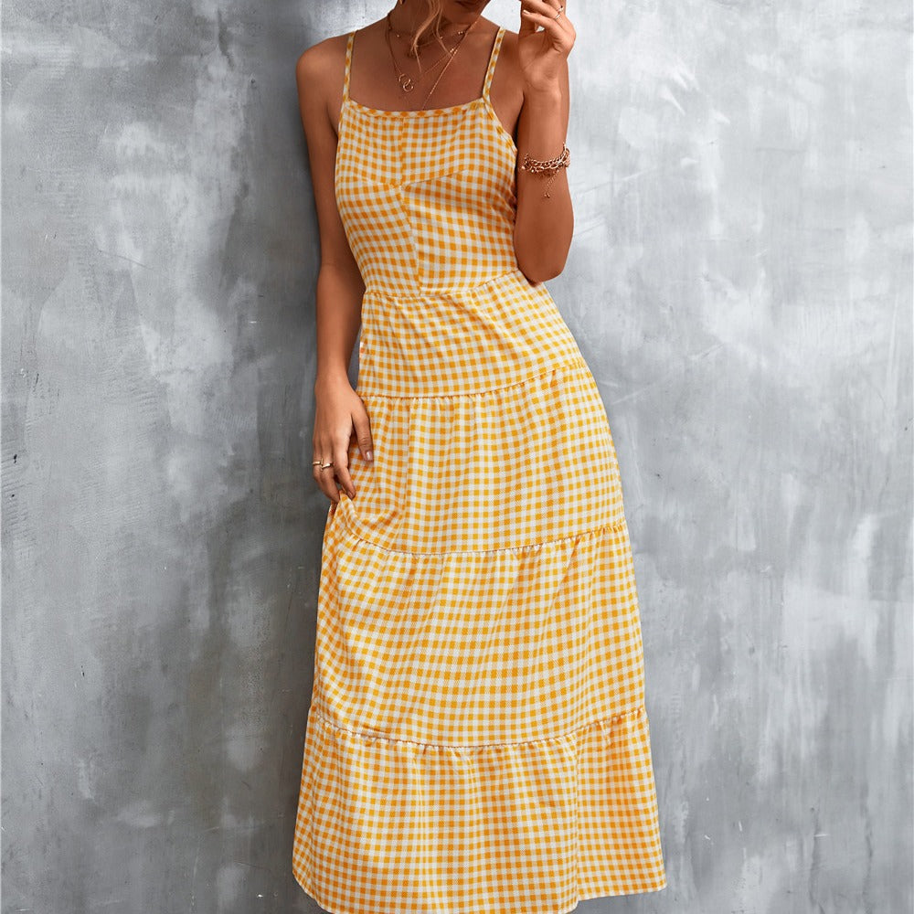Robe mi-longue sexy à lacets et dos nu pour femme