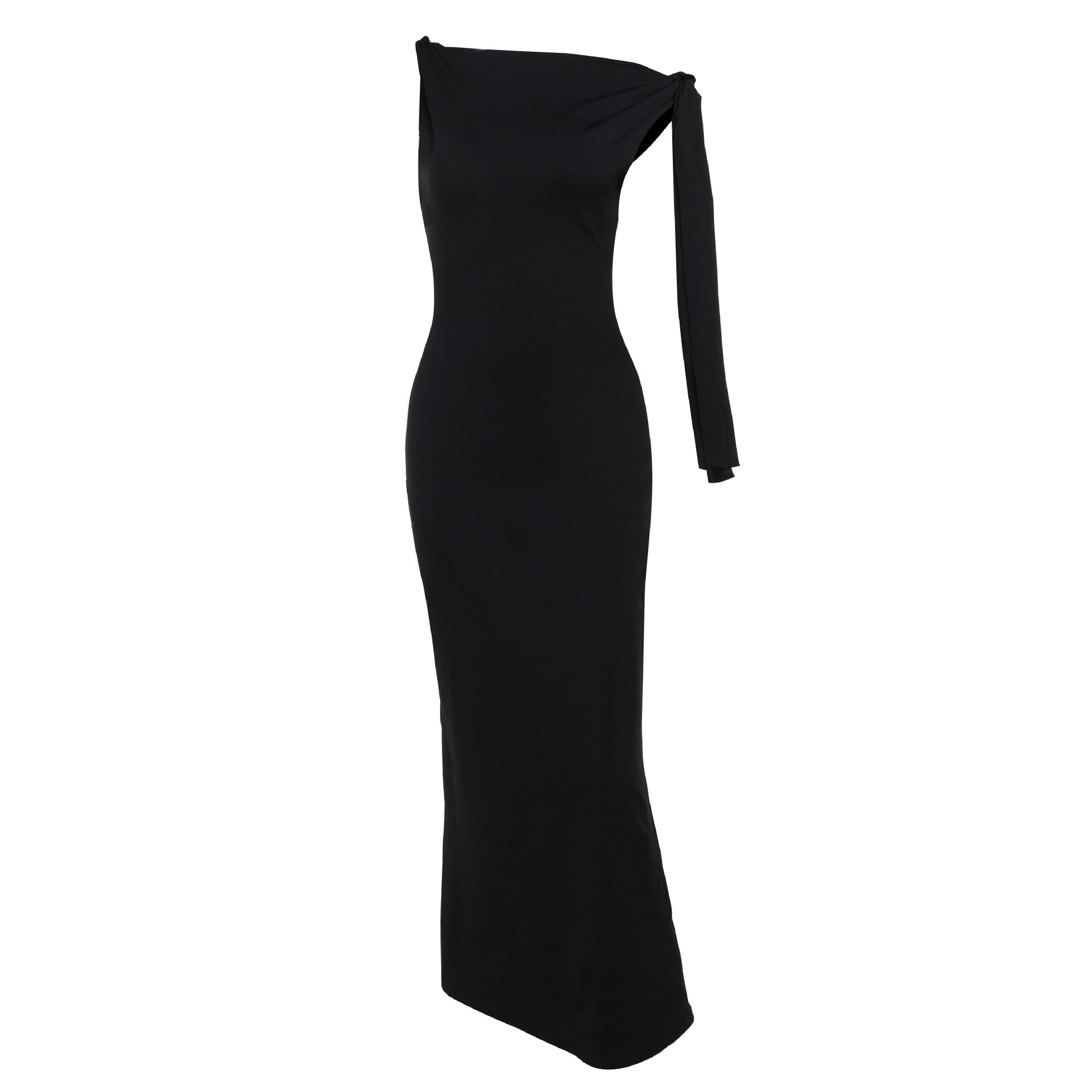 Robe longue à ruban asymétrique Ins, robe sans manches moulante pour soirée et club pour femmes