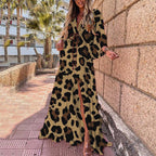 Robe longue sexy de plage asymétrique à col en V fendu