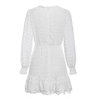 Robe en mousseline ajourée pour femme, robe de soirée, robe élégante