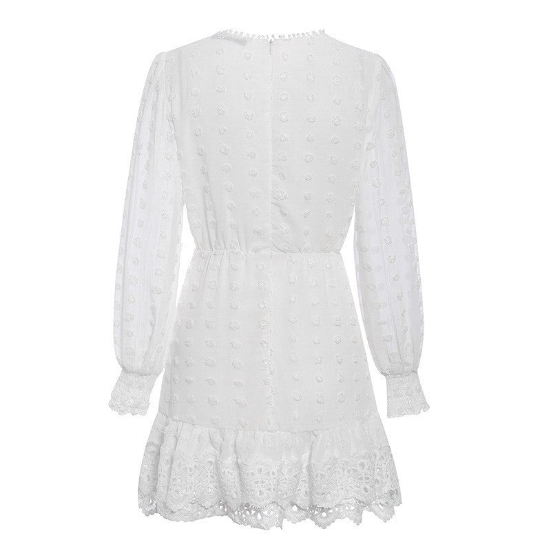 Robe en mousseline ajourée pour femme, robe de soirée, robe élégante