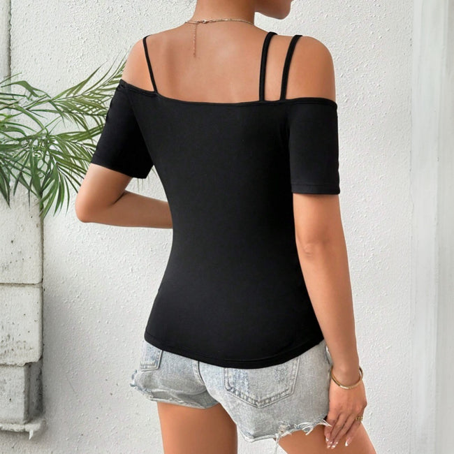 Haut caraco sexy minimaliste à épaules dénudées pour femmes Main Image