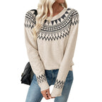 Round Neck Pullover Knitted Sweater Women
