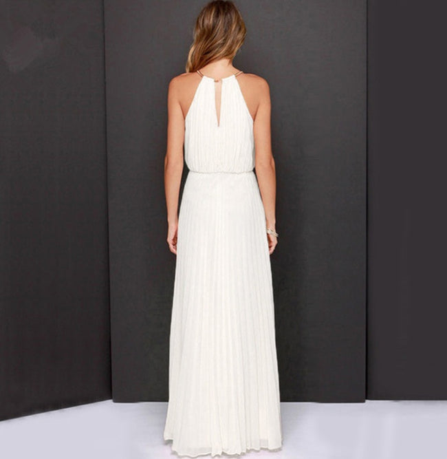 Robe longue dos nu en mousseline pour femme Main Image
