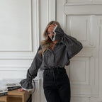 Chemise boutonnée élégante haut de gamme à imprimé cœur pour femme