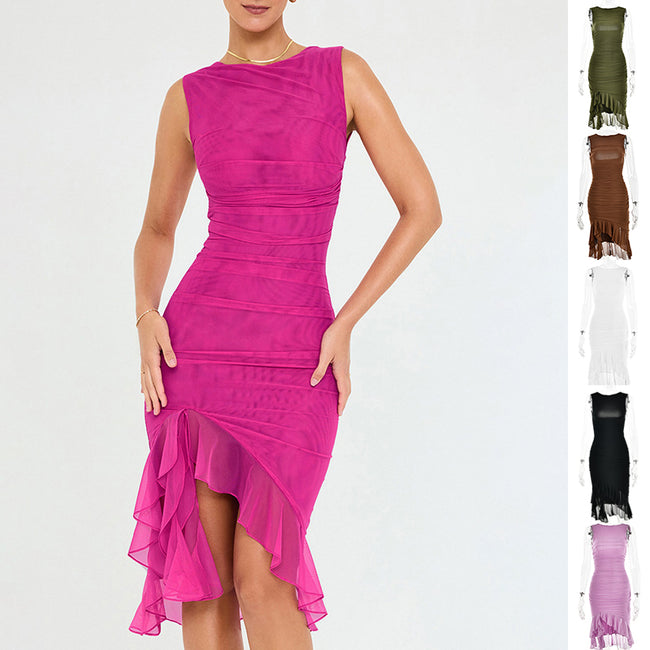 Robe d'été ajustée sans manches pour femmes, idéale pour les soirées et les clubs Hover Image
