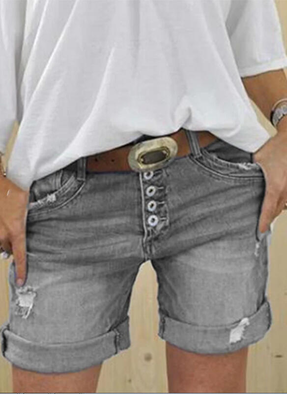 Short en jean taille haute pour femme