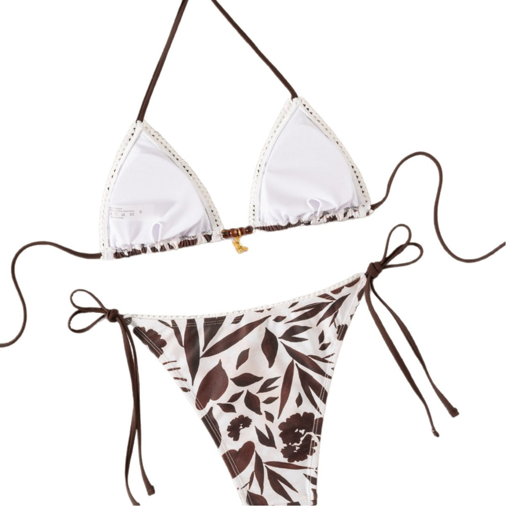 Maillot de bain bikini à garniture florale imprimée