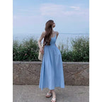 Robe Salopette Plissée Bleu Doux