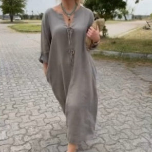 Robe simple décontractée de couleur unie pour femme
