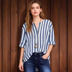 Chemisier classique rayé polyvalent pour femme