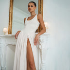 Robe en mousseline patchwork sans manches pour femmes