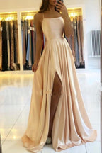 Amazon Long European And American Style Dress Slim Strap Back-to-back Dress High Slit Dance Host Dress