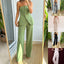 Graceful Tube Top Suit Fashion Button Sleeveless Top And Straight Pants Women's Trousers Set