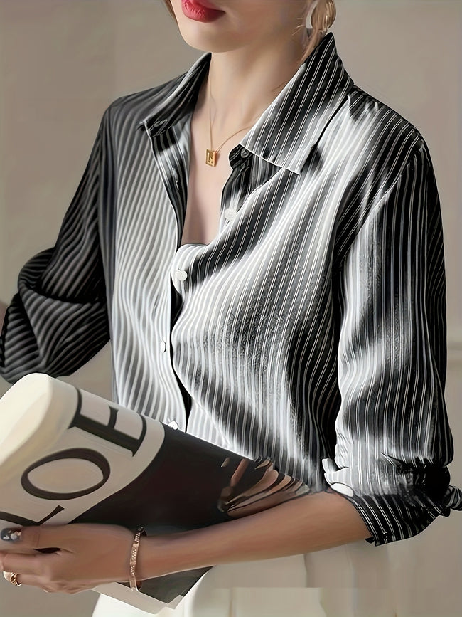 Nouvelle chemise décontractée rayée de printemps pour femme Main Image