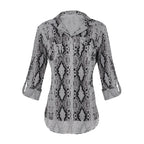 Chemise décontractée ample à manches trois-quarts imprimé léopard pour femme