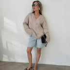 Pull-over Femme Couleur Unie Style Décontracté