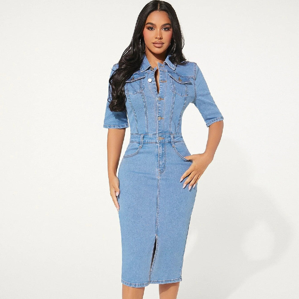 Robe en jean moulante pour femme
