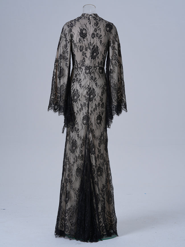 Long Sleeve Round Neck Sexy Lace Banquet Dress Main Image