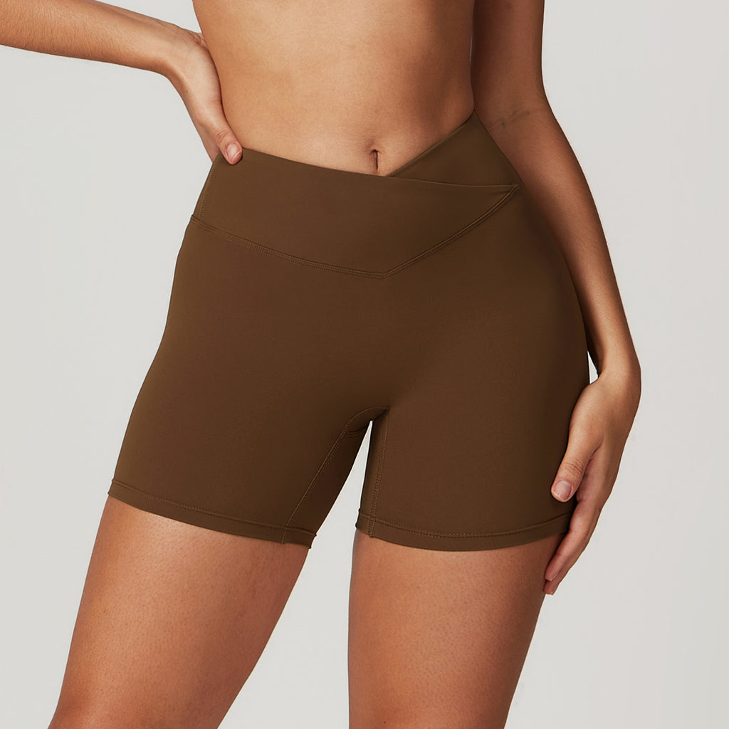 Short d'entraînement taille haute croisé pour femme