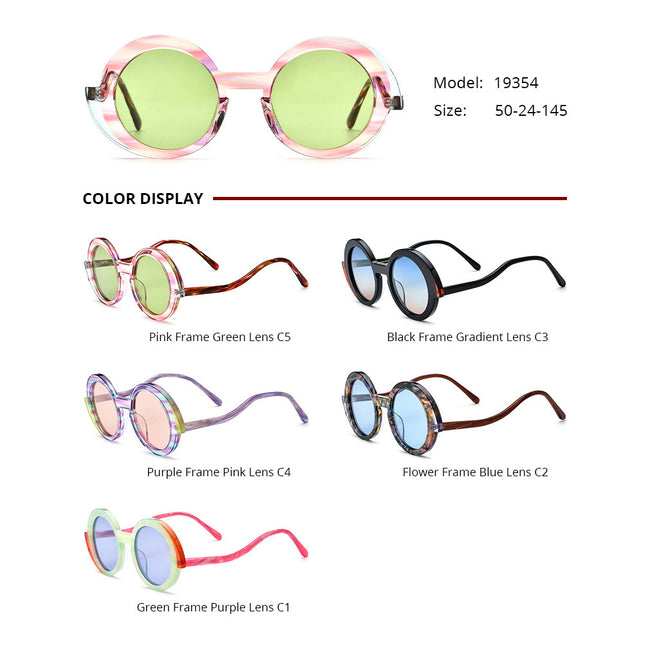 Lunettes de soleil rondes grand format multicolores pour hommes et femmes Main Image