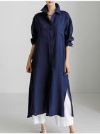 Cardigan Femme Coton et Lin Robe Mi-Manches Femme