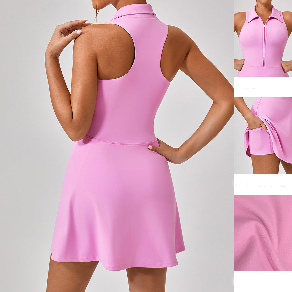 Robe de sport moulante taille haute à revers pour femme
