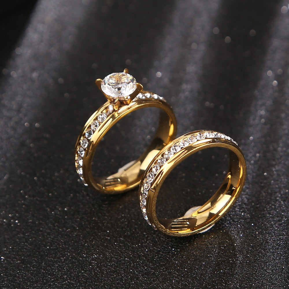 Alliances en or Bague de fiançailles en acier inoxydable pour femmes