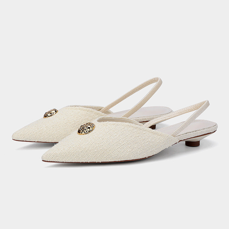 Sandales à talons aiguilles et bout pointu, style français, tempérament, escarpins à bout peu profond pour femmes