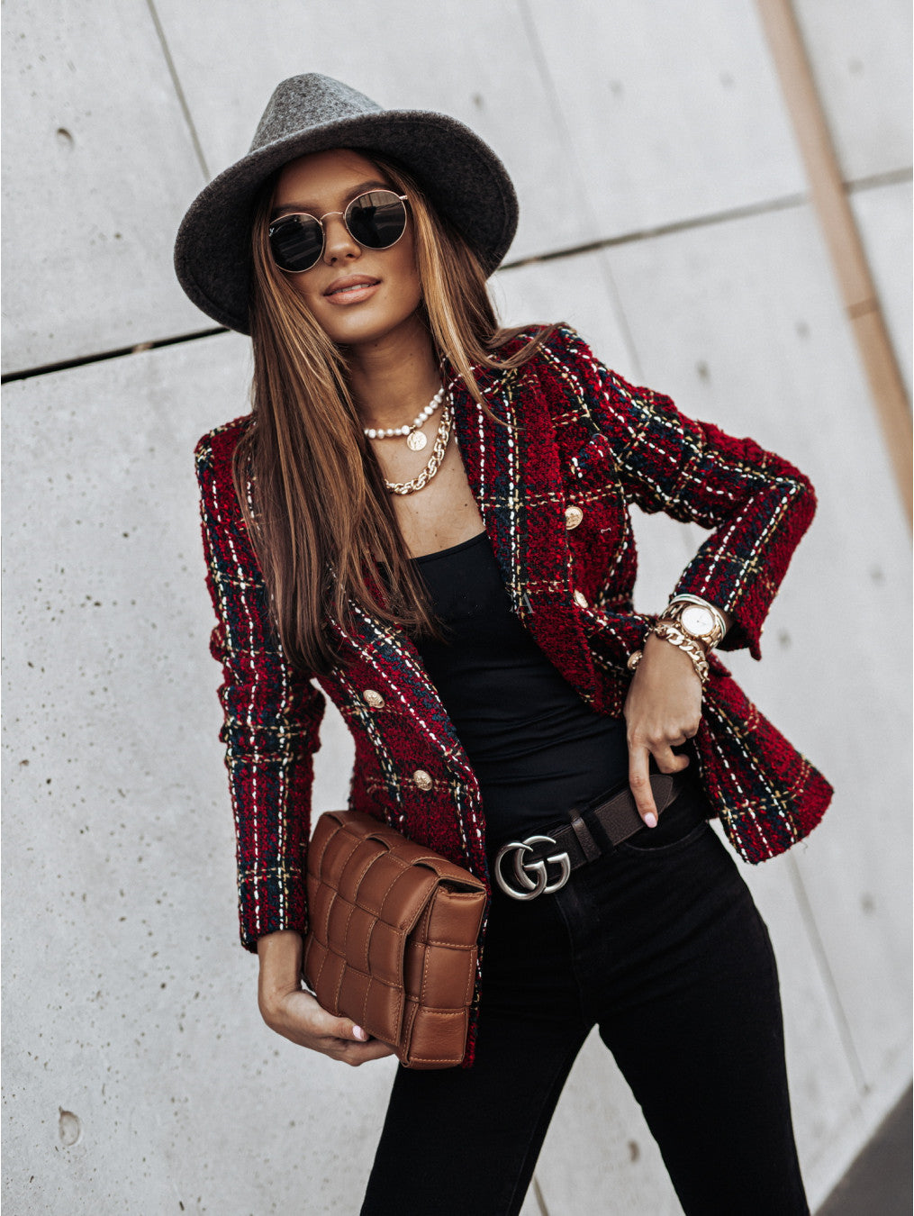 Veste imprimée à col blazer, à manches longues et à double boutonnage