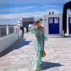 Robe imprimée en mousseline de soie pour les vacances à la plage de Bohème